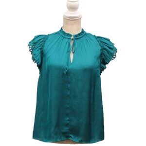 Teal Boho Silky Business Casual Blouse by Current Air